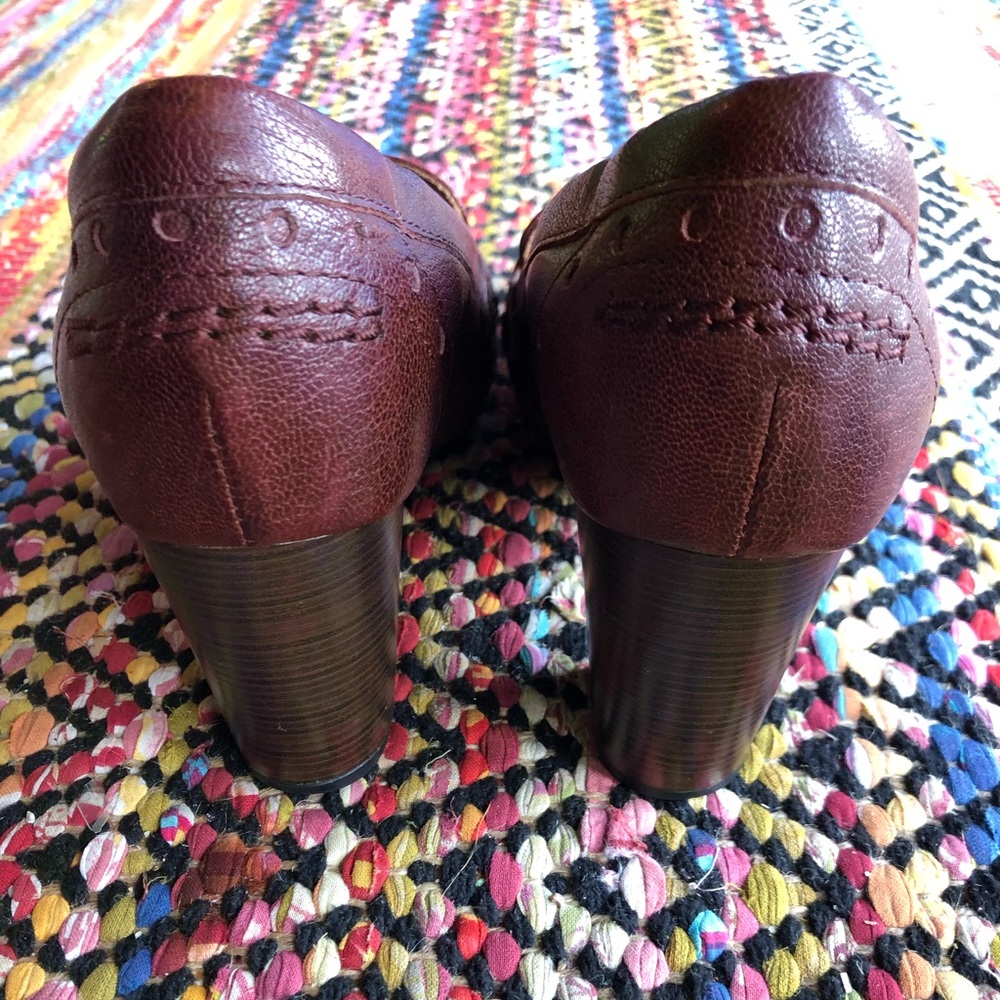 Clarks - Stacked Burgundy Penny Loafers - Size 7 - Picture 3 of 8